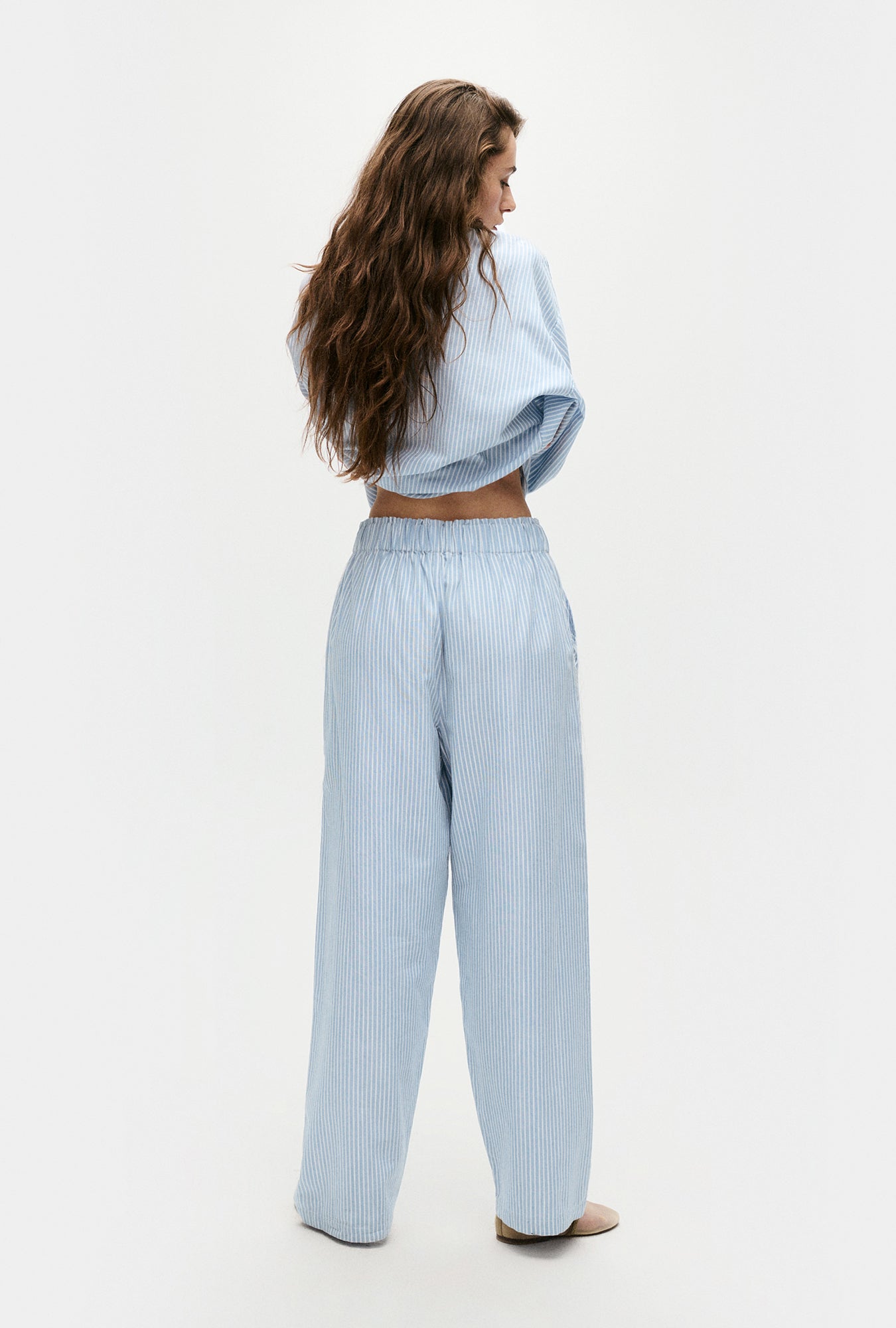 Cotton Paper Bag Pants Storm Stripe