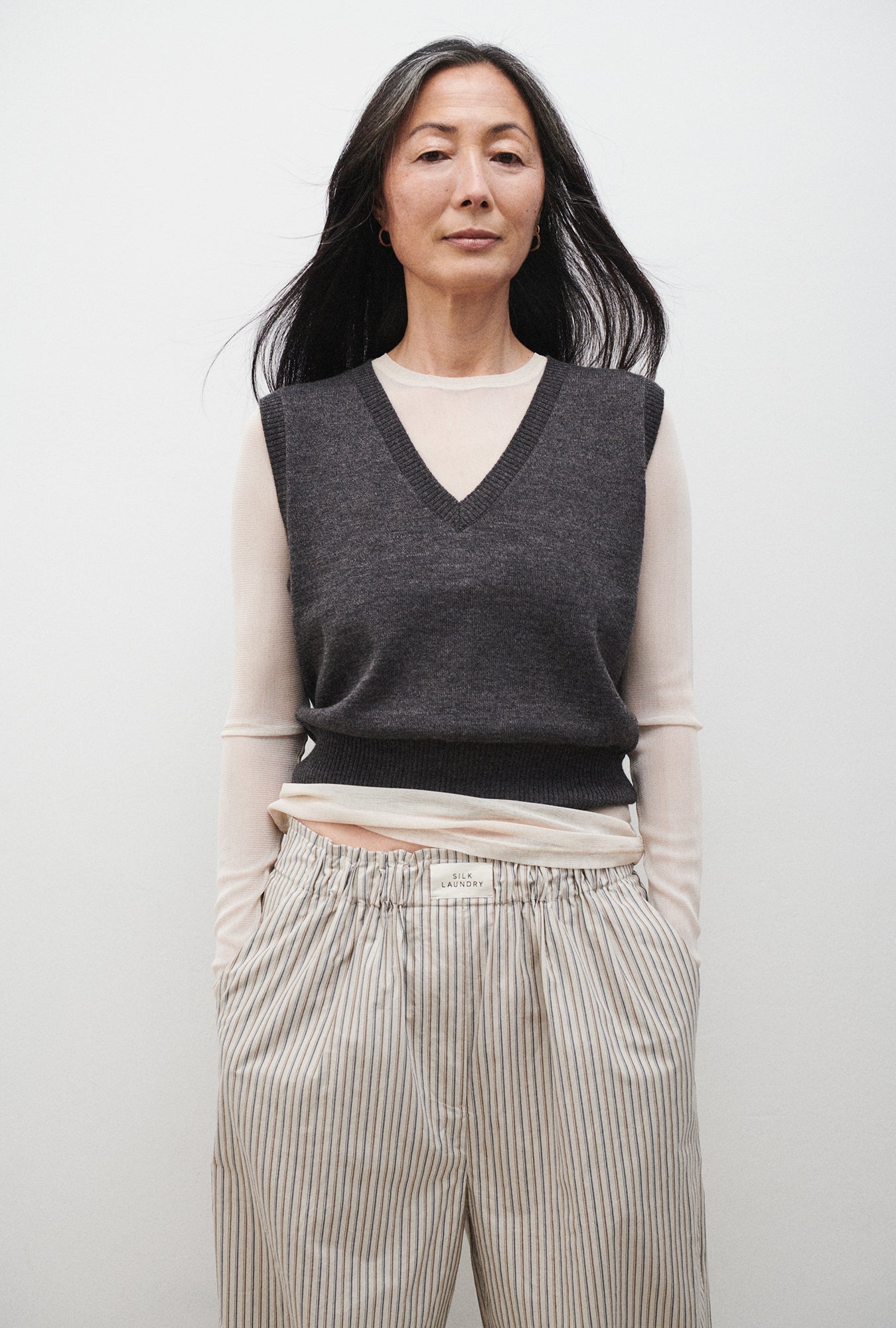 V-Neck Sweater Vest Granite Melange