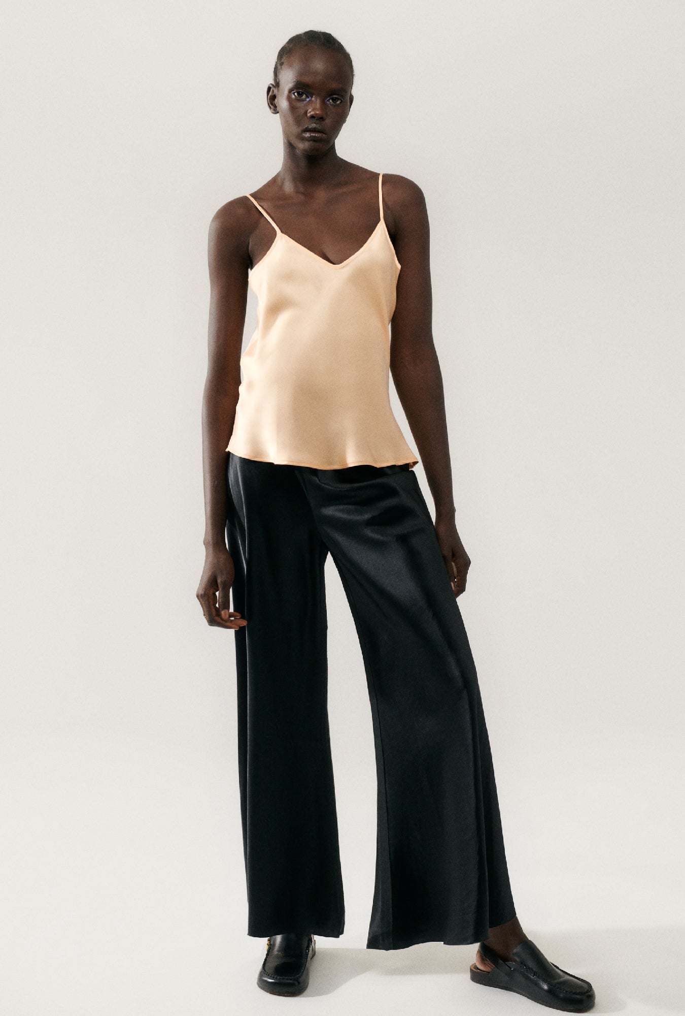 Wide Bias Pants Raw Edge Black