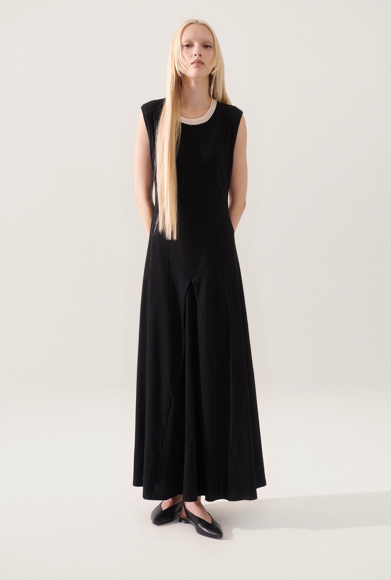 Crochet Trim Dress Black