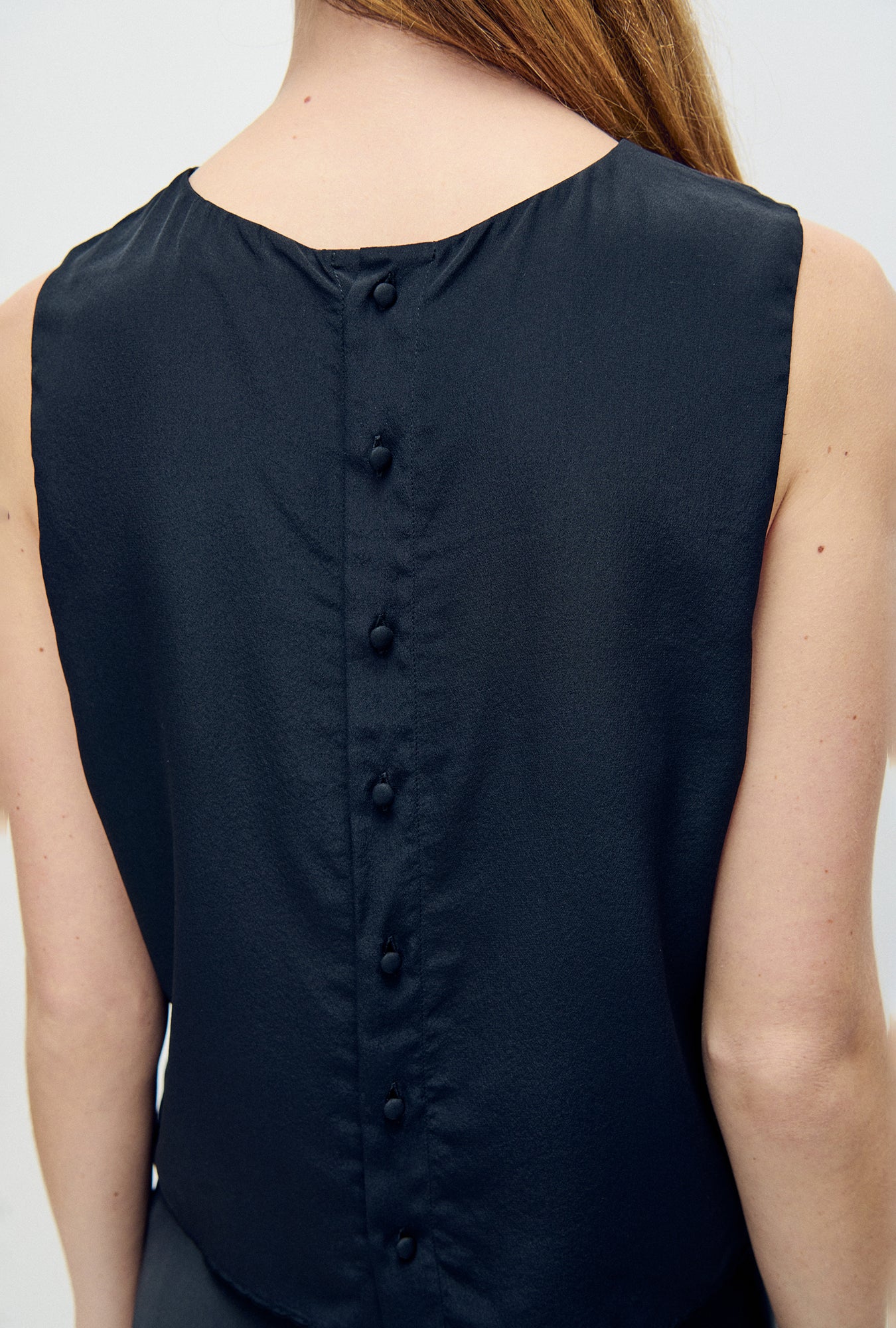 Scallop Elena Sleeveless Top Black