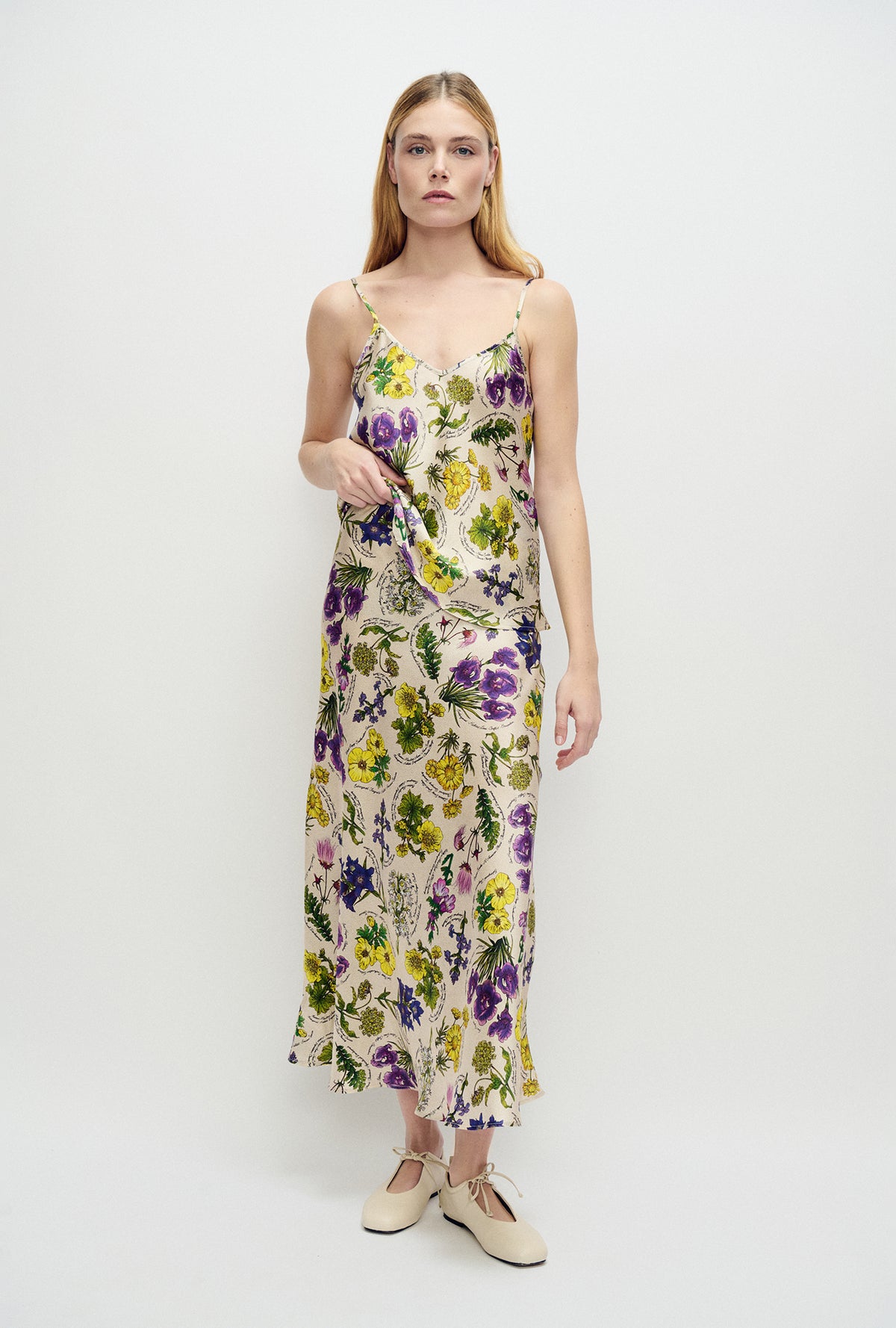 Long Bias Cut Skirt Endangered Flowers