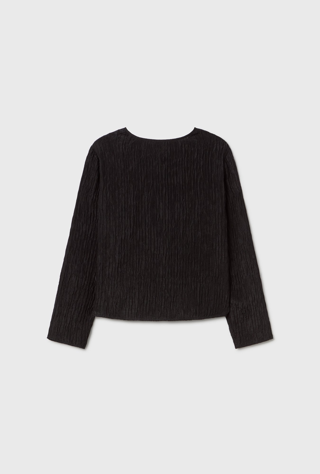 Crinkle Long Sleeve Top Black
