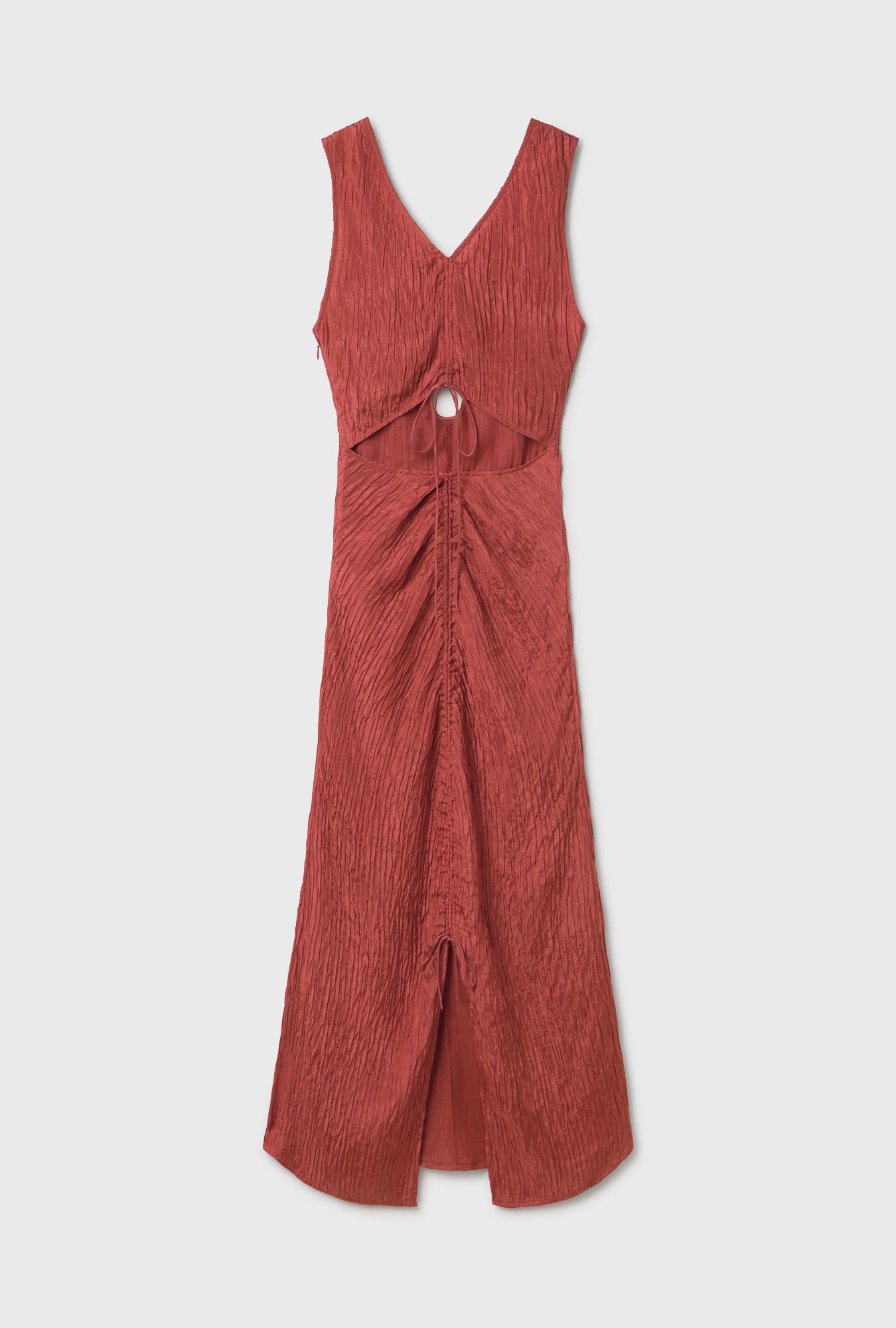 Crinkle Peek-A-Boo Dress Blush Red