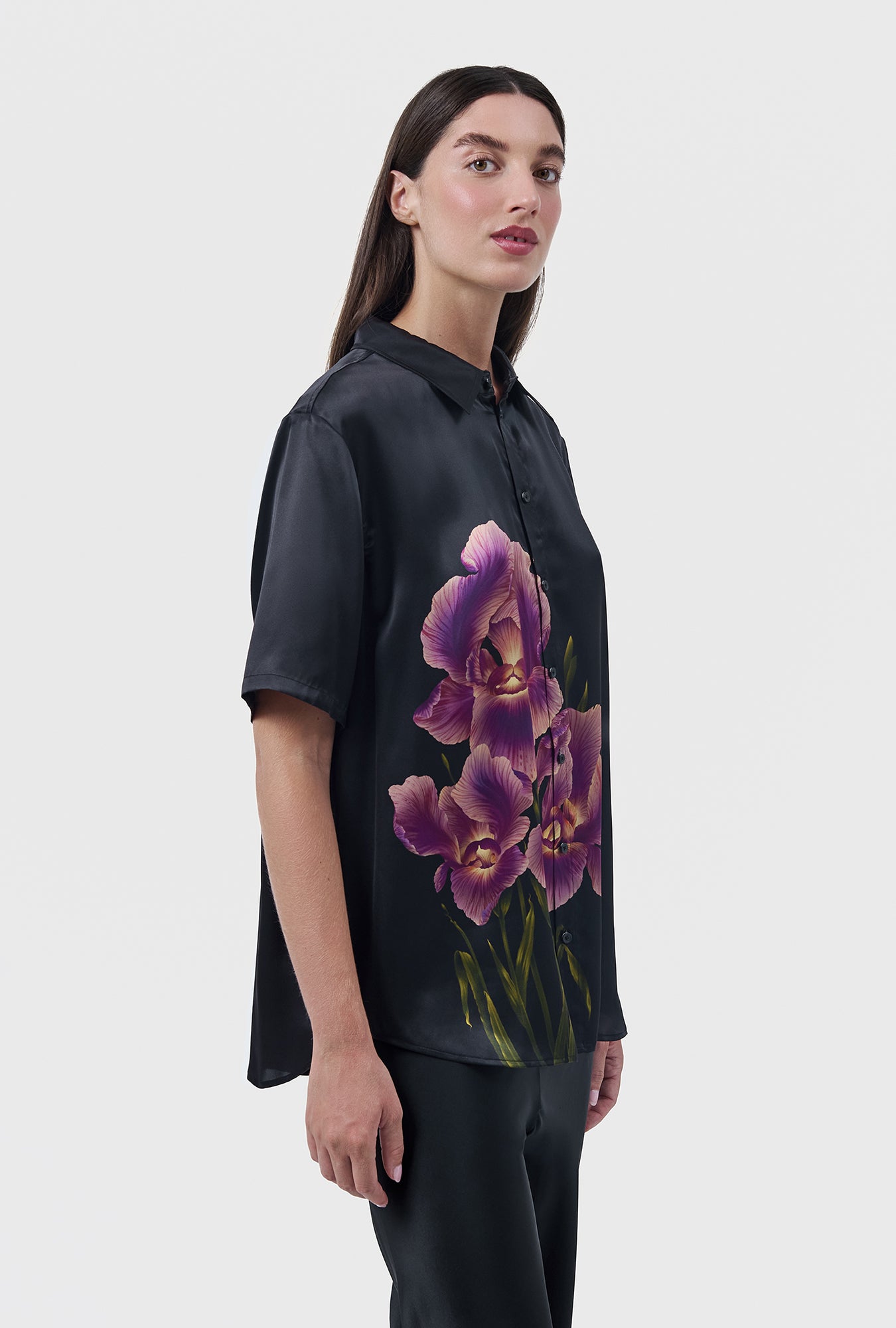 Short Sleeve Boyfriend Shirt Iris