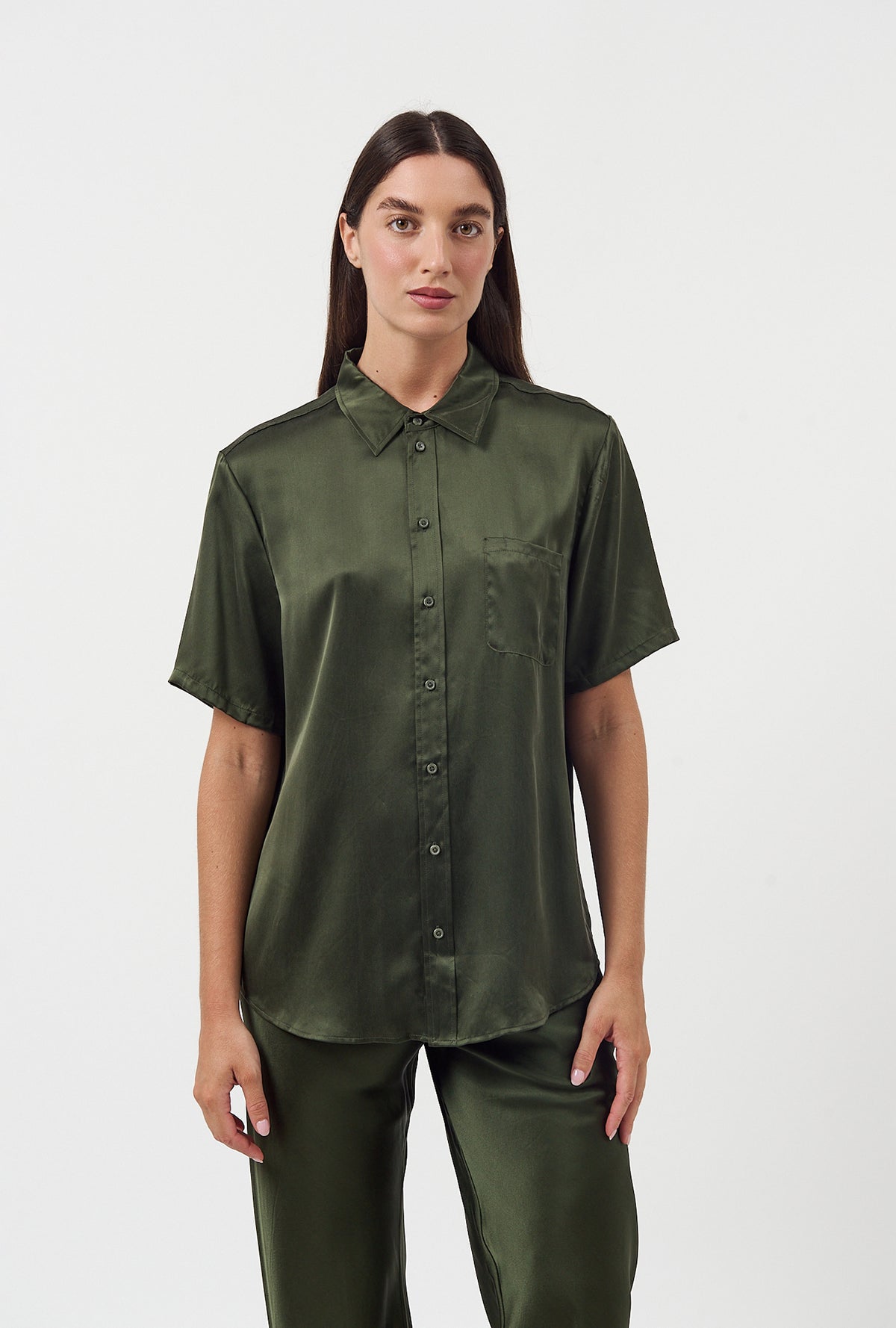 Short Sleeve Boyfriend Shirt Cedar